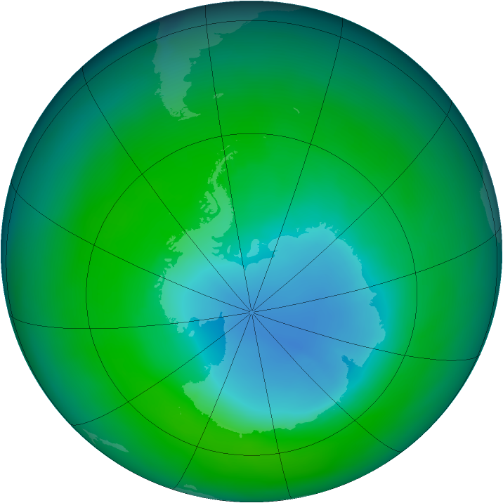 Antarctic ozone map for December 2007